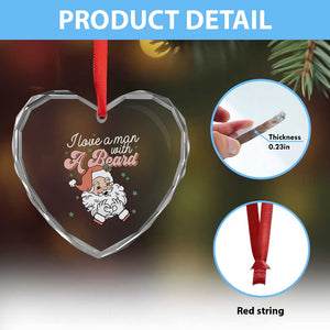 I Love A Man With A Beard Santa Xmas Heart Crystal Glass Ornament TS09 Print Your Wear