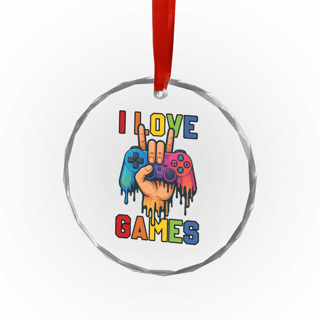 I Love Games Colorful Gamer Controller Gift Crystal Glass Ornament TS12 Print Your Wear