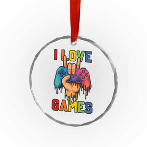 I Love Games Colorful Gamer Controller Gift Crystal Glass Ornament TS12 Print Your Wear