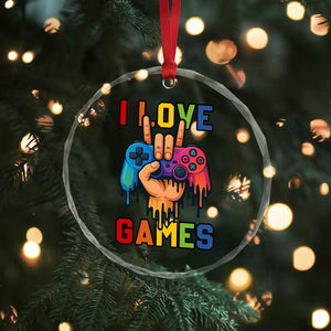 I Love Games Colorful Gamer Controller Gift Crystal Glass Ornament TS12 Print Your Wear