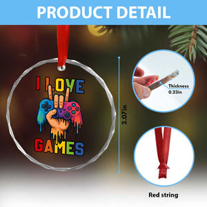 I Love Games Colorful Gamer Controller Gift Crystal Glass Ornament TS12 Print Your Wear