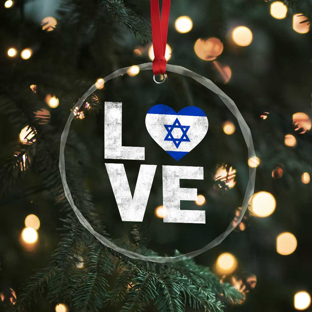 I Love Israel Jewish Gifts Star of David Israeli Crystal Glass Ornament TS11 Print Your Wear