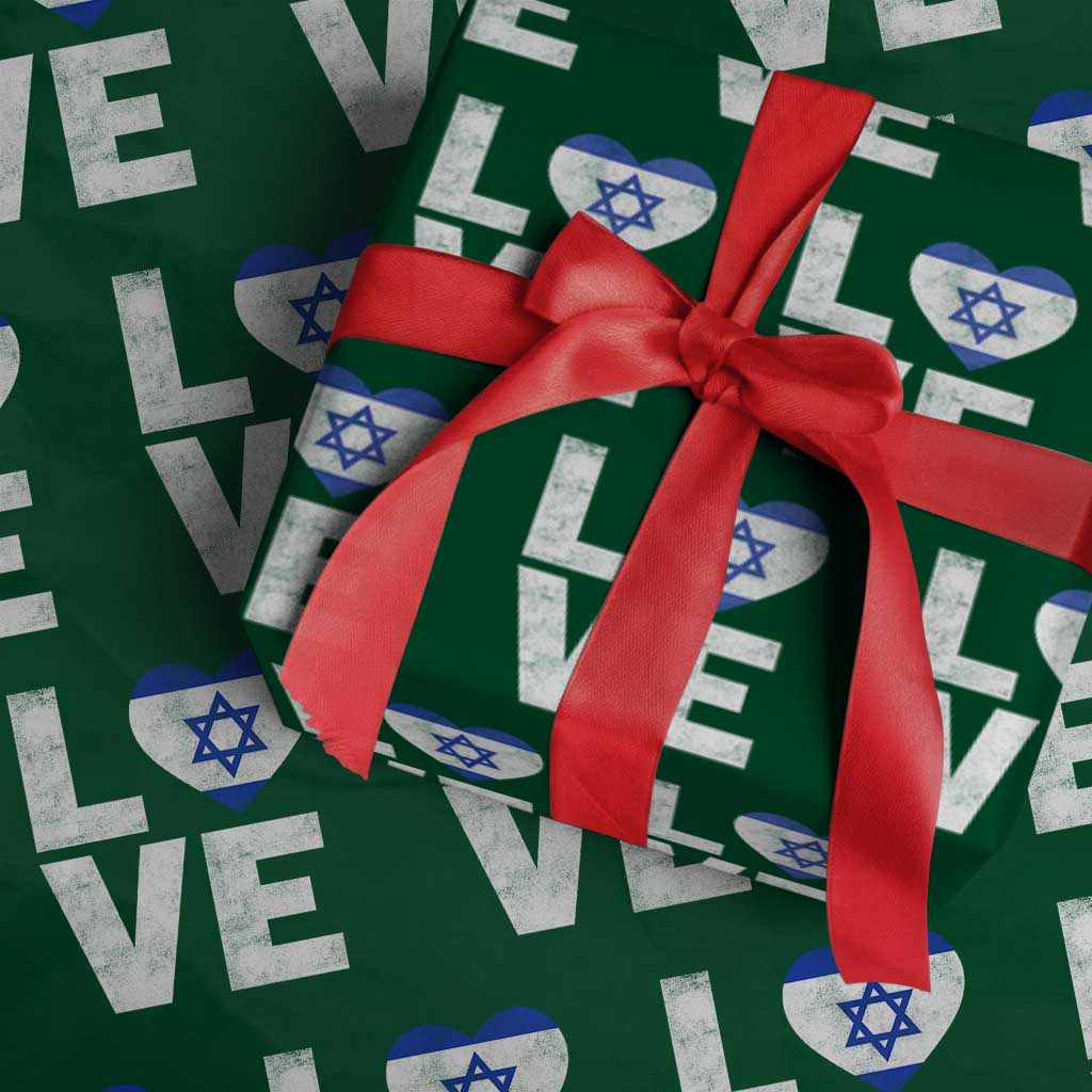 I Love Israel Jewish Gifts Star of David Israeli Wrapping Paper Roll TS11 Green Print Your Wear
