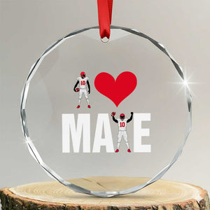 I Love Maye Red Heart Crystal Glass Ornament Football Fan Celebration TS02 Transparent Glass 3'' Circle Print Your Wear