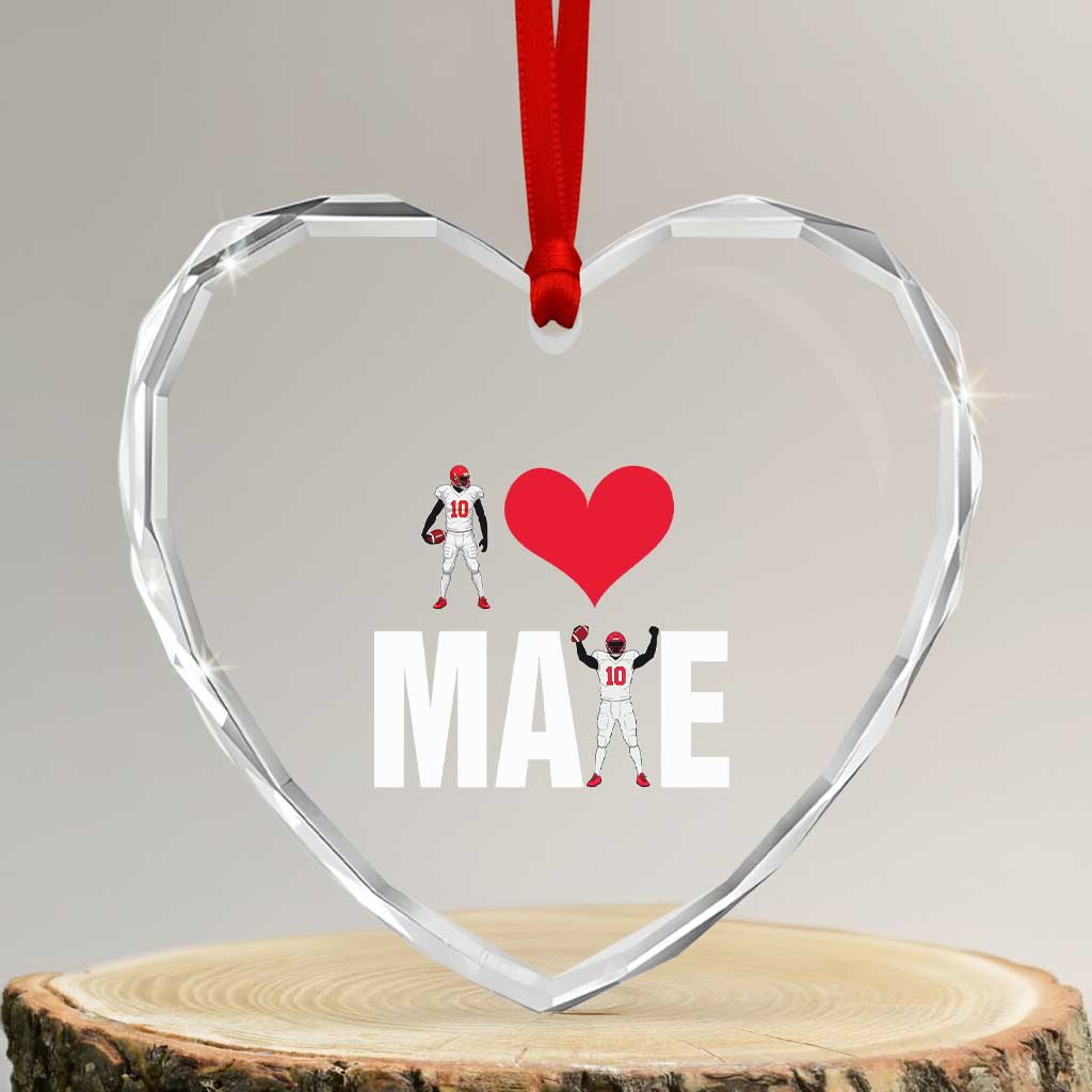 I Love Maye Red Heart Heart Crystal Glass Ornament Football Fan Celebration TS02 Transparent Glass 3'' Heart Print Your Wear