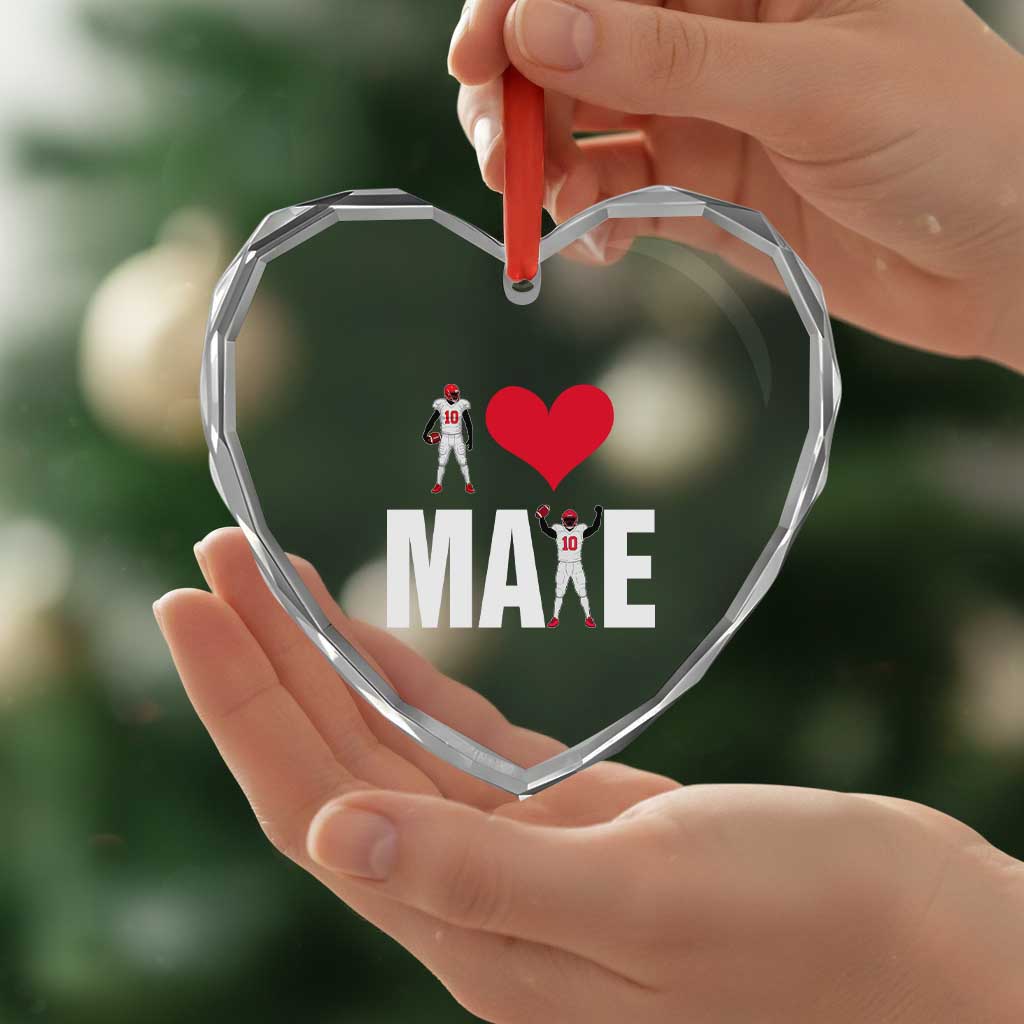 I Love Maye Red Heart Heart Crystal Glass Ornament Football Fan Celebration TS02 Print Your Wear