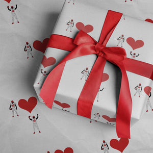 I Love Maye Red Heart Wrapping Paper Roll Football Fan Celebration TS02 Green Print Your Wear