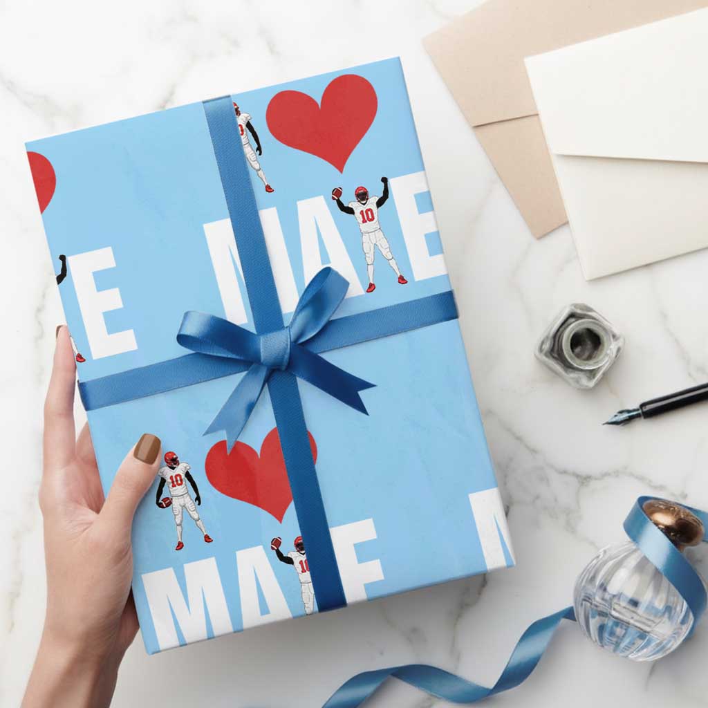 I Love Maye Red Heart Wrapping Paper Roll Football Fan Celebration TS02 Mocha Print Your Wear