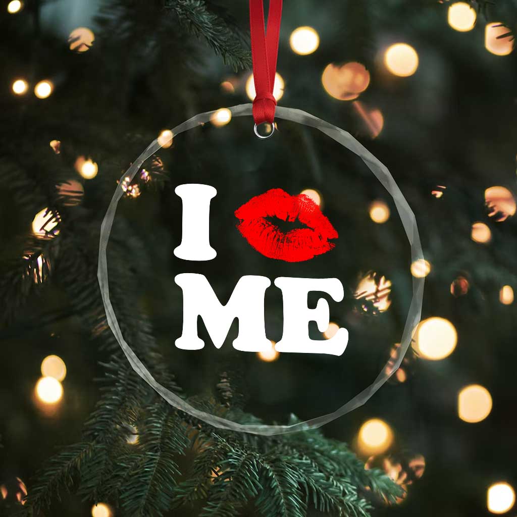 I Love ME Crystal Glass Ornament Sexy Lips Red Lipstick Kiss Self Love TS10 Print Your Wear