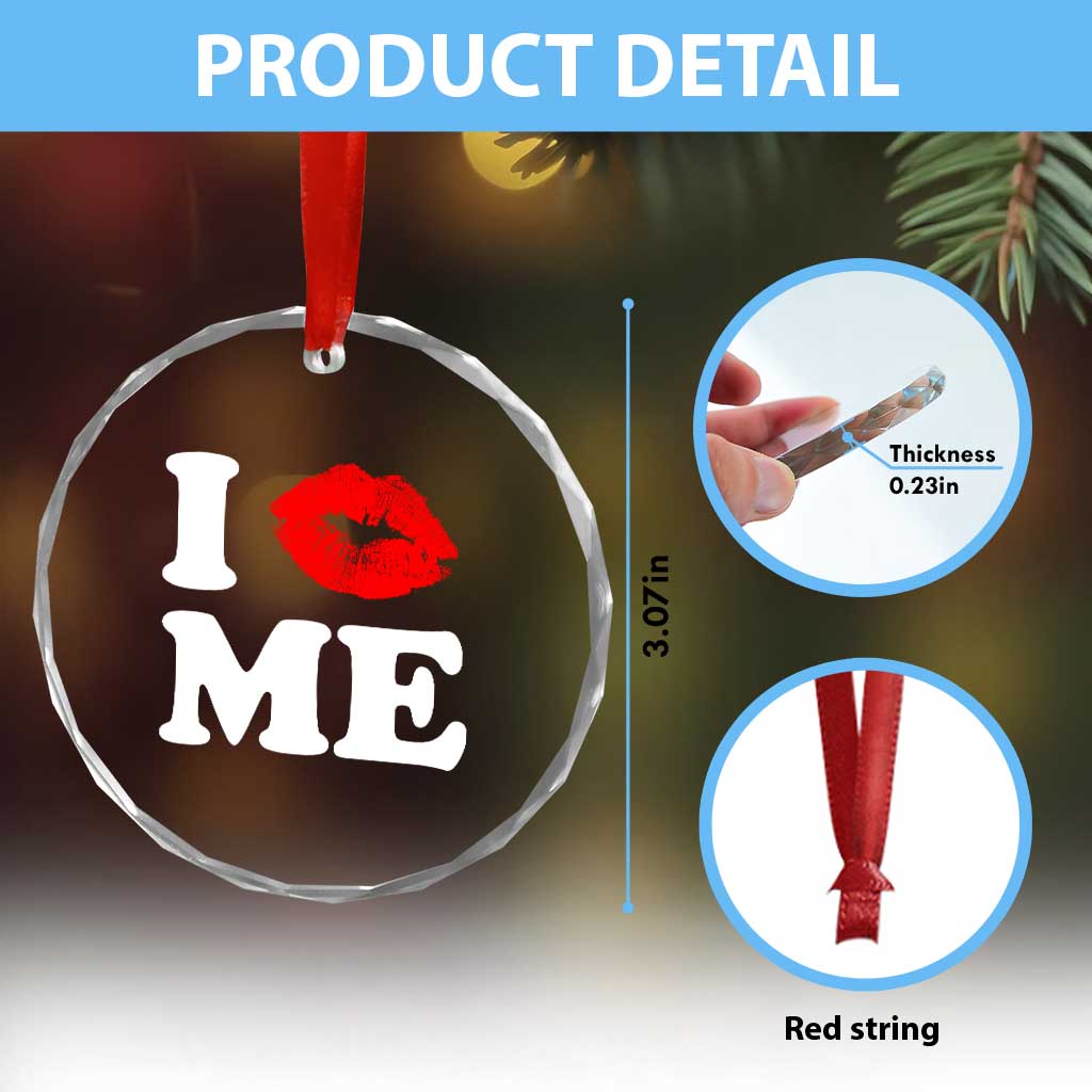 I Love ME Crystal Glass Ornament Sexy Lips Red Lipstick Kiss Self Love TS10 Print Your Wear