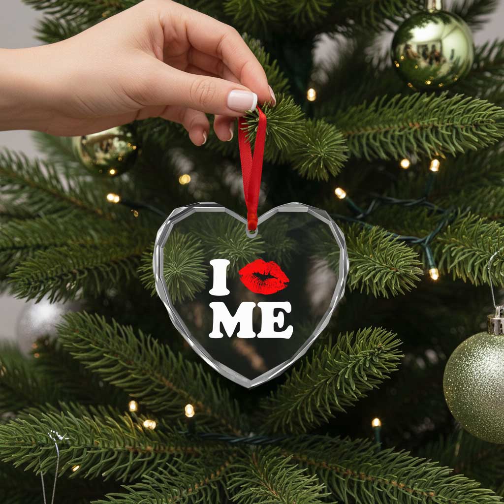 I Love ME Heart Crystal Glass Ornament Sexy Lips Red Lipstick Kiss Self Love TS10 Print Your Wear
