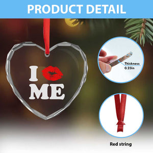 I Love ME Heart Crystal Glass Ornament Sexy Lips Red Lipstick Kiss Self Love TS10 Print Your Wear