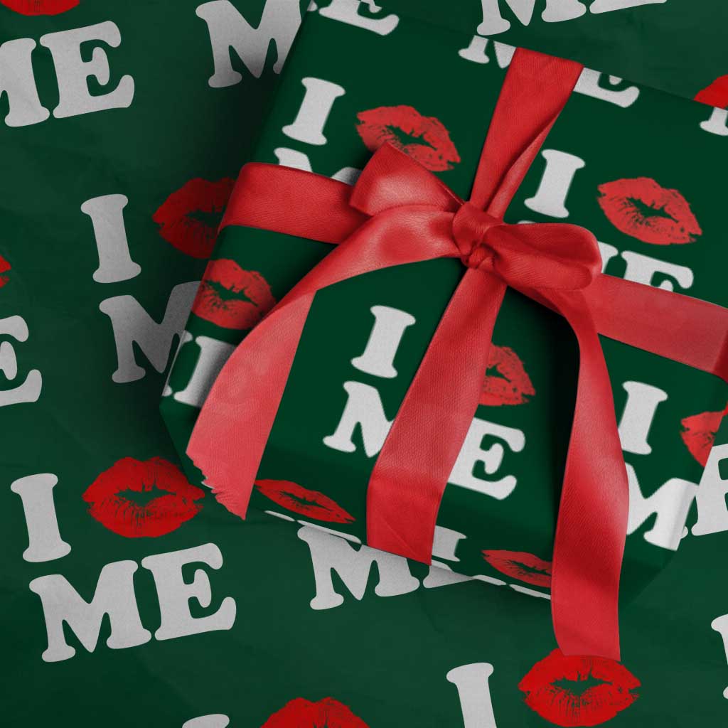 I Love ME Wrapping Paper Roll Sexy Lips Red Lipstick Kiss Self Love TS10 Green Print Your Wear