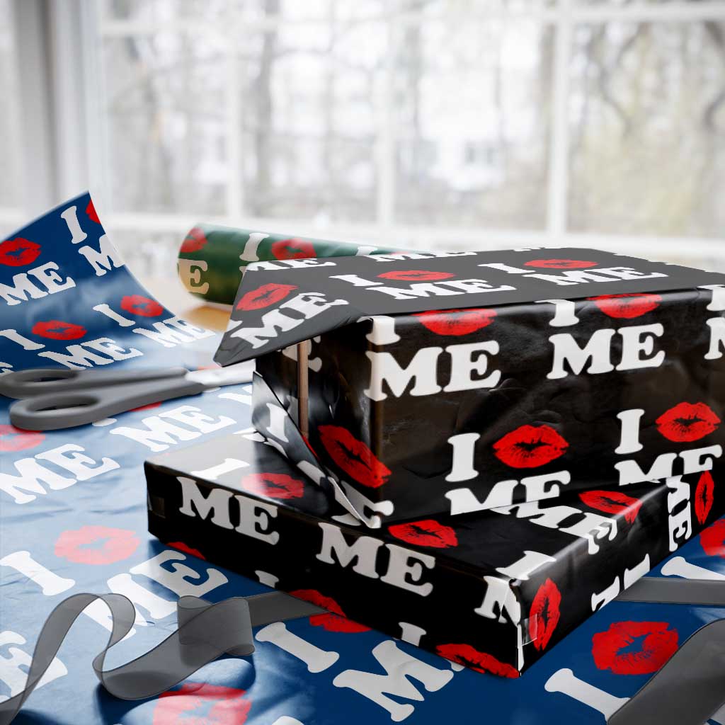 I Love ME Wrapping Paper Roll Sexy Lips Red Lipstick Kiss Self Love TS10 Black Print Your Wear