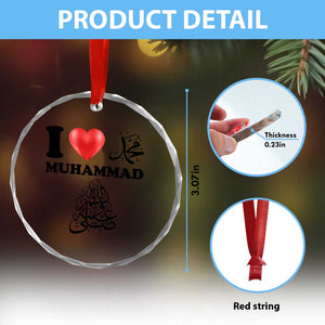 I Love Muhammad Crystal Glass Ornament Musliam Identity Faith Peace Pride Islamic Calligraphy TS02 Print Your Wear