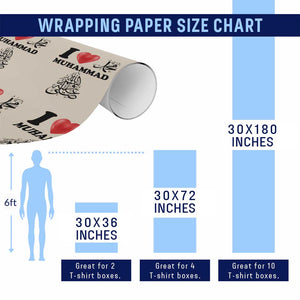 I Love Muhammad Wrapping Paper Roll Musliam Identity Faith Peace Pride Islamic Calligraphy TS02 Print Your Wear