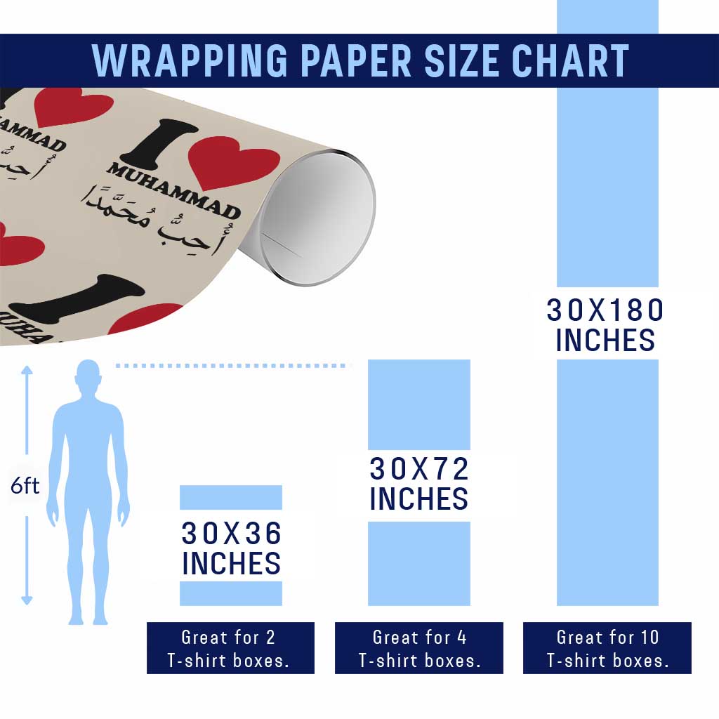 I Love Muhammad Wrapping Paper Roll Musliam Identity Islamic Peace and Pride TS02 Print Your Wear