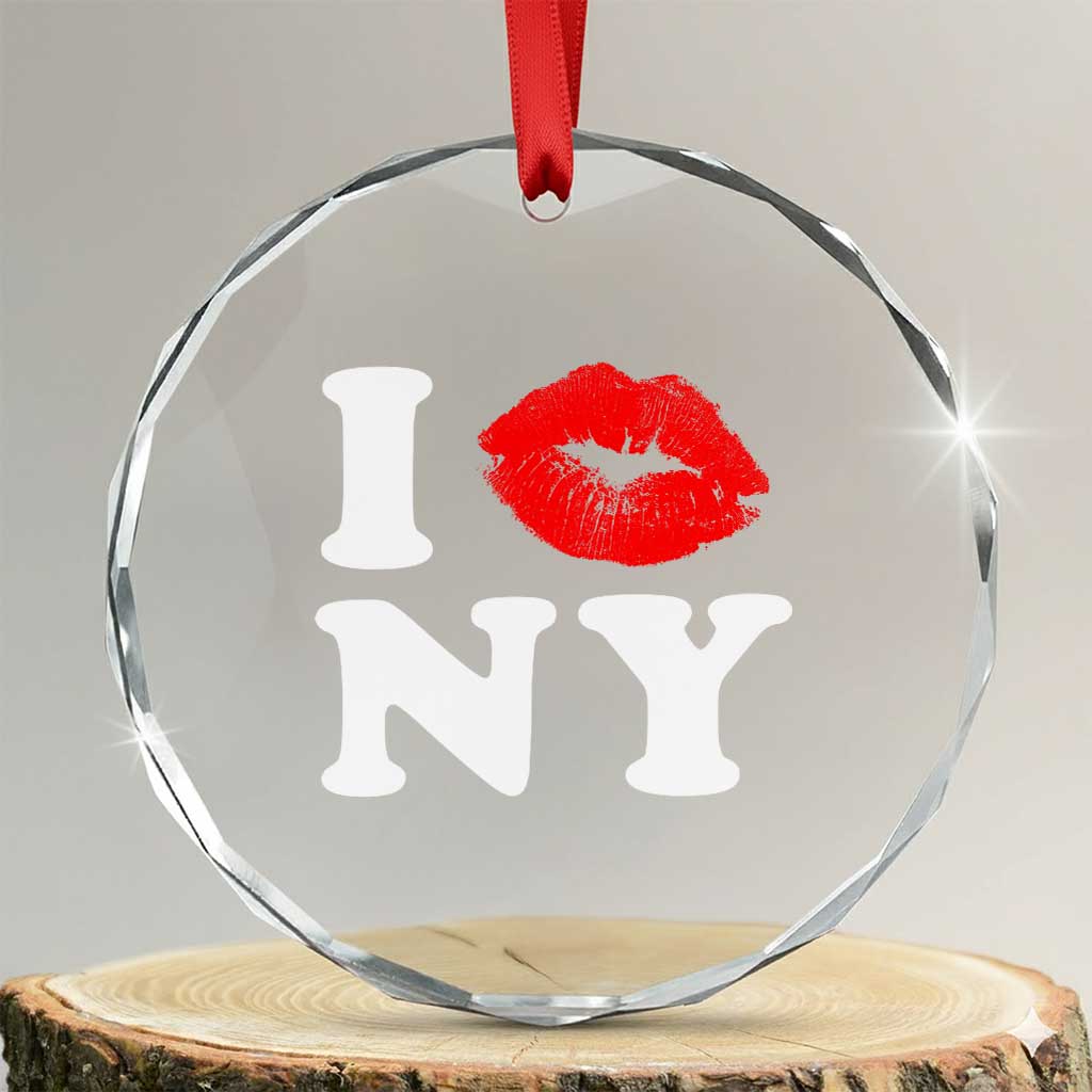 I Love NY Crystal Glass Ornament Sexy Lips Red Lipstick Kiss New York Lover Travel Gift TS10 Transparent Glass 3'' Circle Print Your Wear