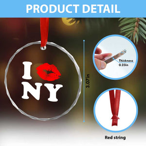 I Love NY Crystal Glass Ornament Sexy Lips Red Lipstick Kiss New York Lover Travel Gift TS10 Print Your Wear