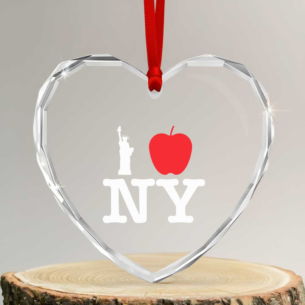 I Love NY Heart Crystal Glass Ornament New York Lover Travel Gift TS10 Transparent Glass 3'' Heart Print Your Wear