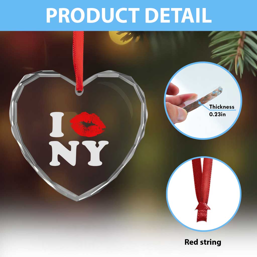 I Love NY Heart Crystal Glass Ornament Sexy Lips Red Lipstick Kiss New York Lover Travel Gift TS10 Print Your Wear