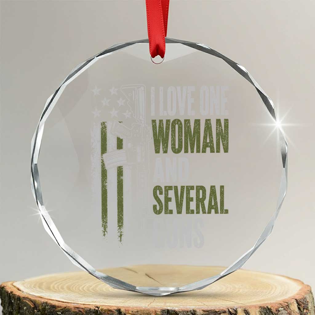 I Love One Woman And Several Guns Crystal Glass Ornament Vintage American Flag Funny Husband Gun Lover TS10 Transparent Glass 3'' Circle Print Your Wear