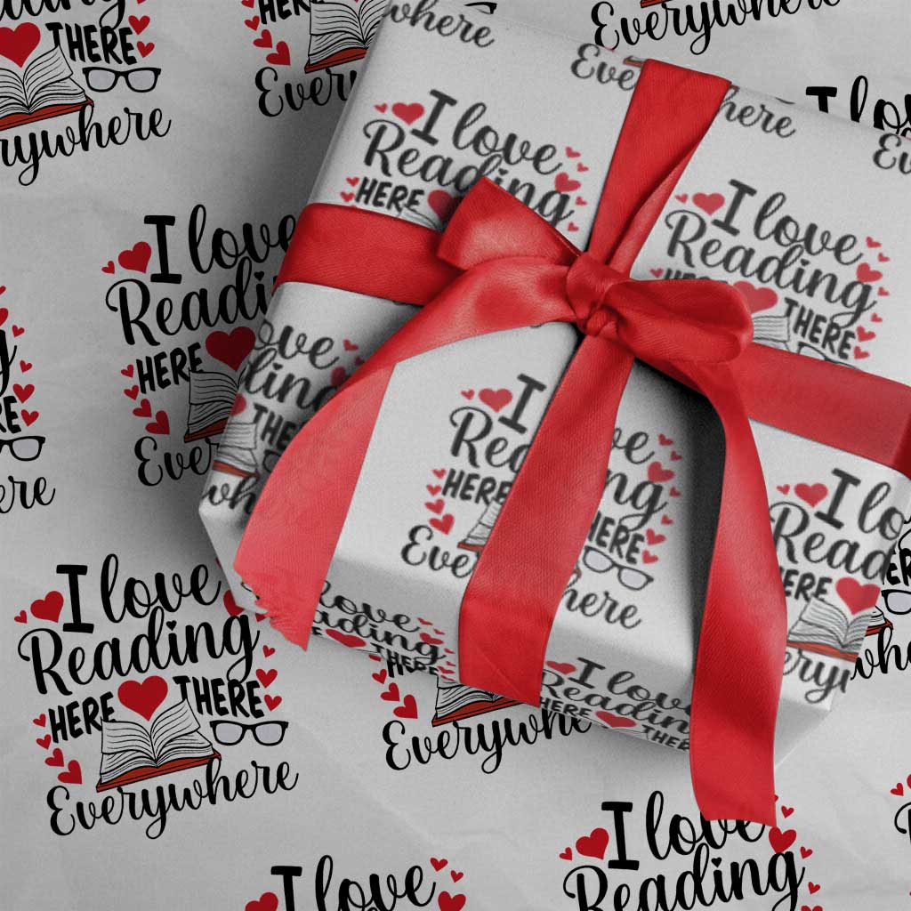 I Love Reading Here There Anywhere Wrapping Paper Roll Reading Month Across America TS02 White Print Your Wear