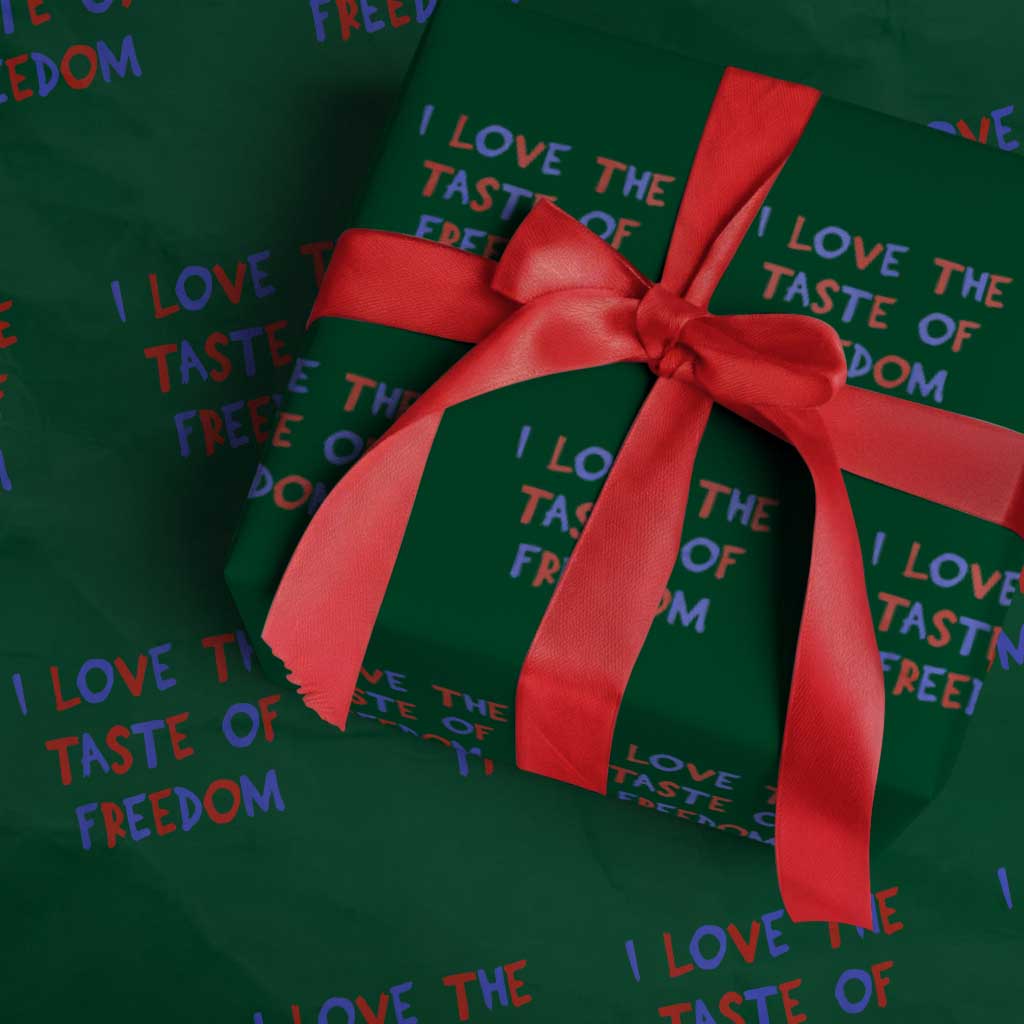 I Love The Taste Of Freedom Americana Matching Couple Wrapping Paper Roll Funny Patriotic Red White and Blue 4th of July