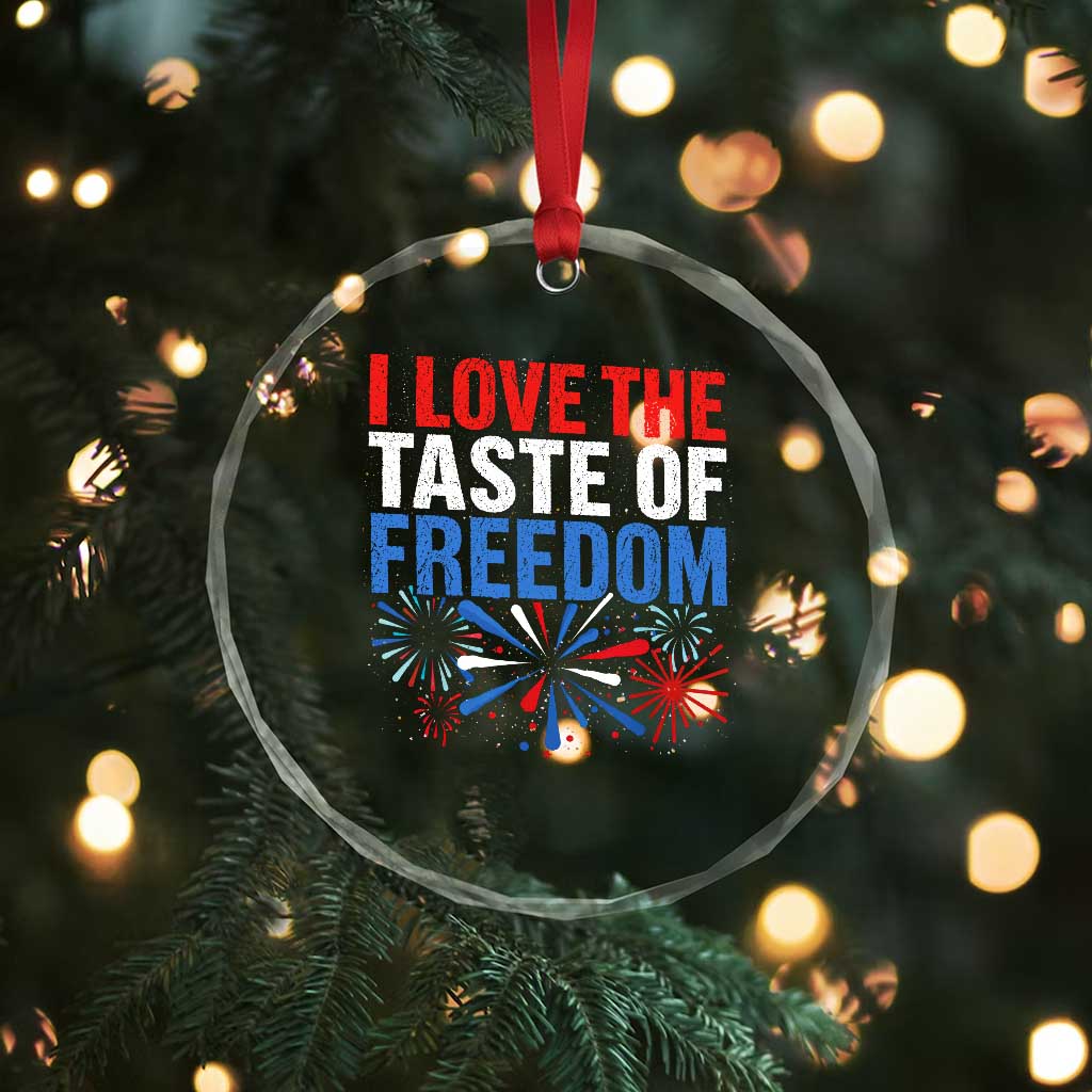 I Love The Taste Of Freedom Funny 4th of July Couple Matching Crystal Glass Ornament US Fireworks