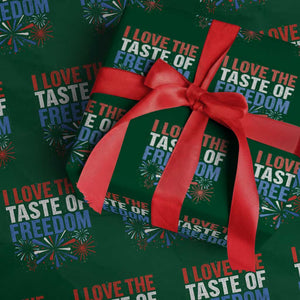 I Love The Taste Of Freedom Funny 4th of July Couple Matching Wrapping Paper Roll US Fireworks
