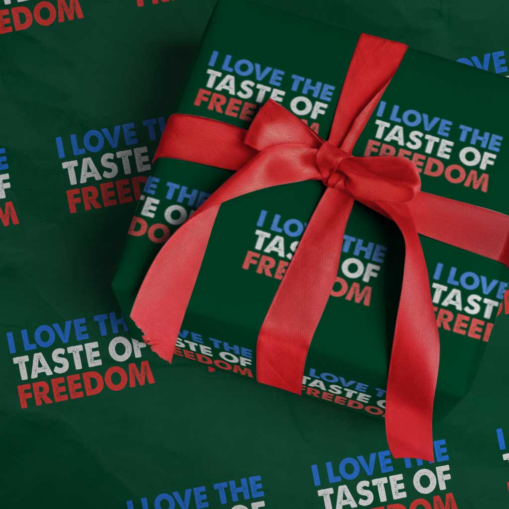 I Love The Taste Of Freedom Matching Couple Wrapping Paper Roll Funny Patriotic Red White and Blue 4th of July