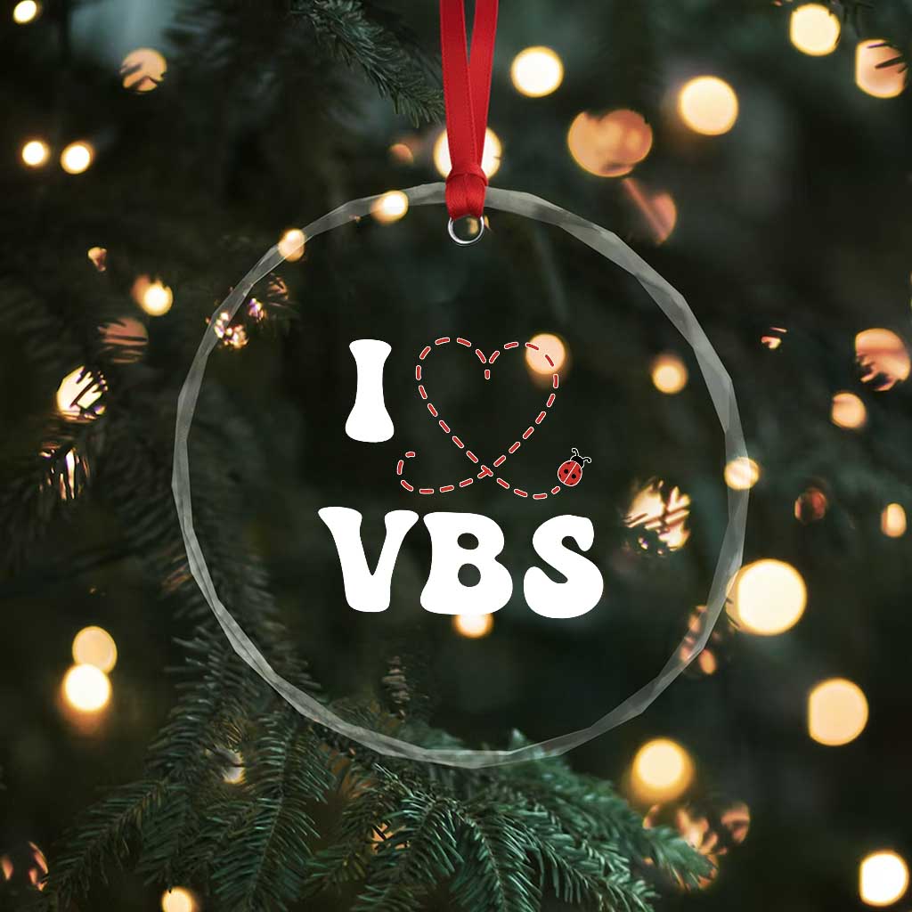 I Love VBS 2025 Crystal Glass Ornament Vacation Bible School Ladybug VBS Team TS02 Print Your Wear