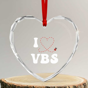 I Love VBS 2025 Heart Crystal Glass Ornament Vacation Bible School Ladybug VBS Team TS02 Transparent Glass 3'' Heart Print Your Wear
