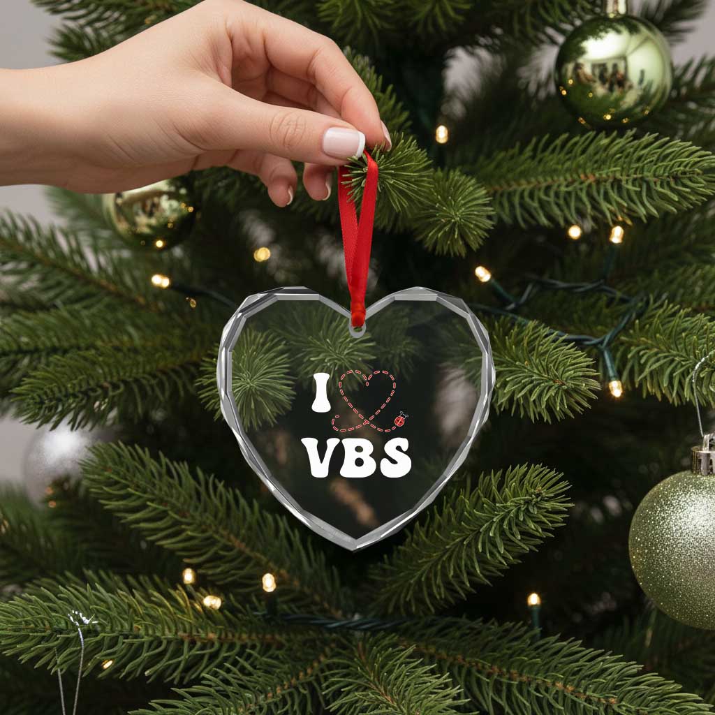 I Love VBS 2025 Heart Crystal Glass Ornament Vacation Bible School Ladybug VBS Team TS02 Print Your Wear