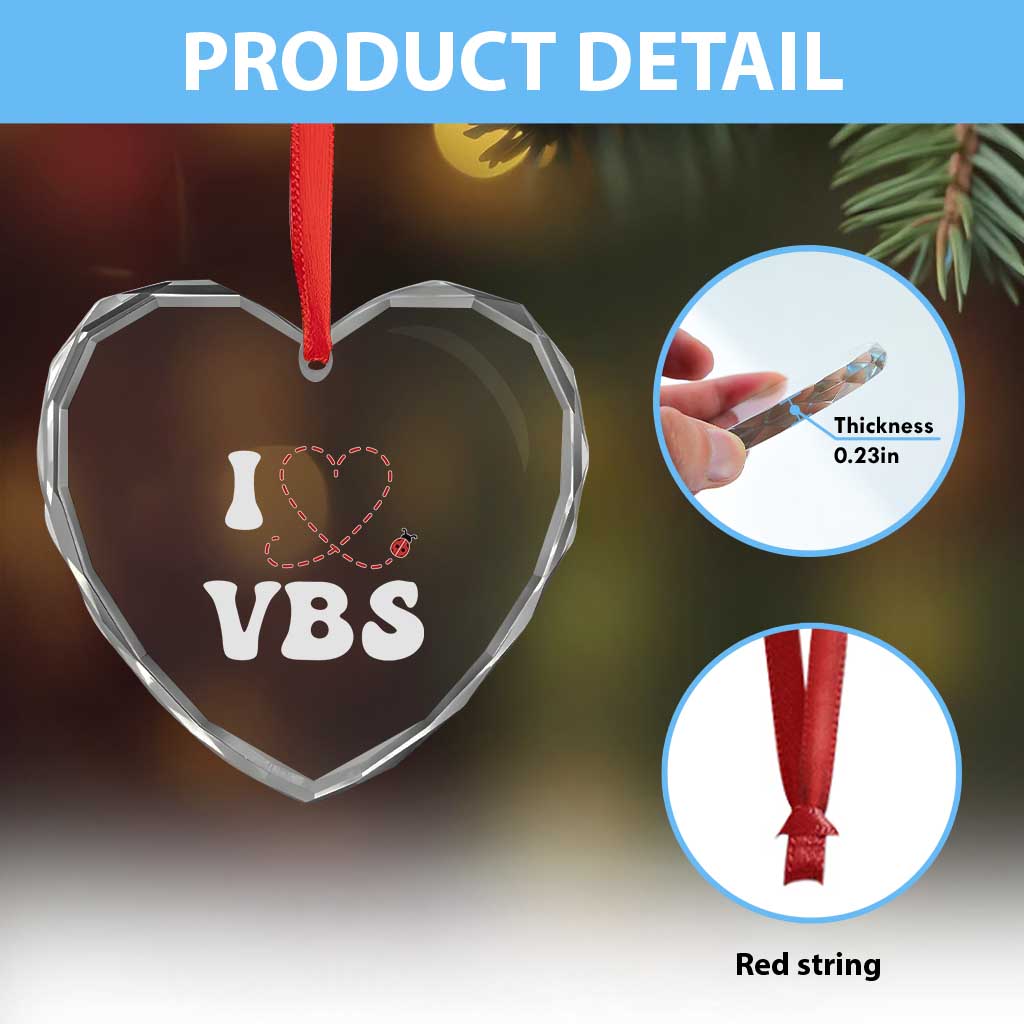 I Love VBS 2025 Heart Crystal Glass Ornament Vacation Bible School Ladybug VBS Team TS02 Print Your Wear