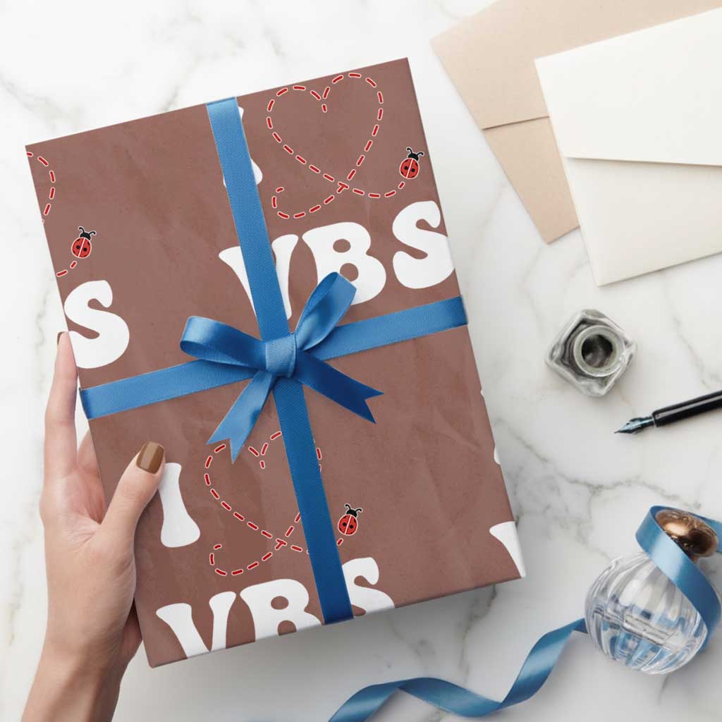 I Love VBS 2025 Wrapping Paper Roll Vacation Bible School Ladybug VBS Team TS02 Mocha Print Your Wear