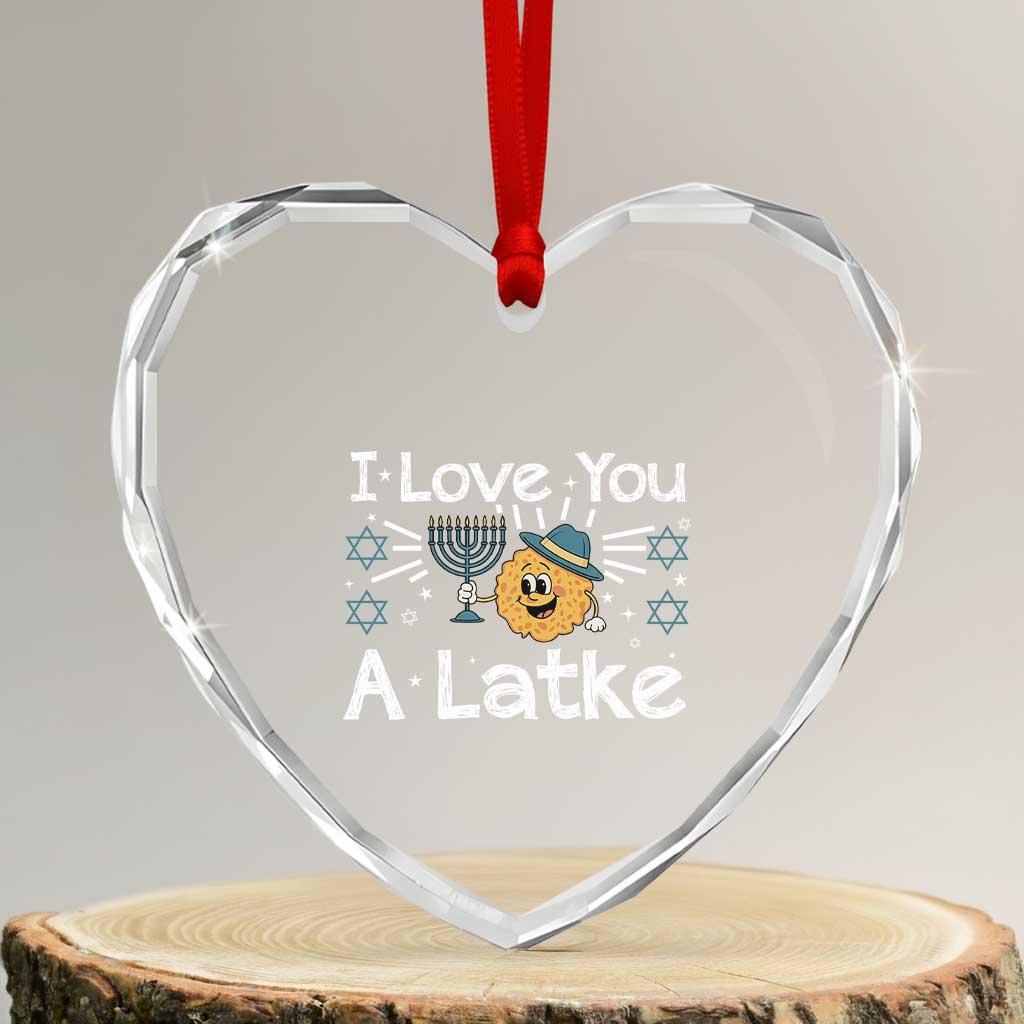 I Love You A Latke Heart Crystal Glass Ornament Funny Hanukkah Gift For Latke Lover TS12 Transparent Glass 3'' Heart Print Your Wear