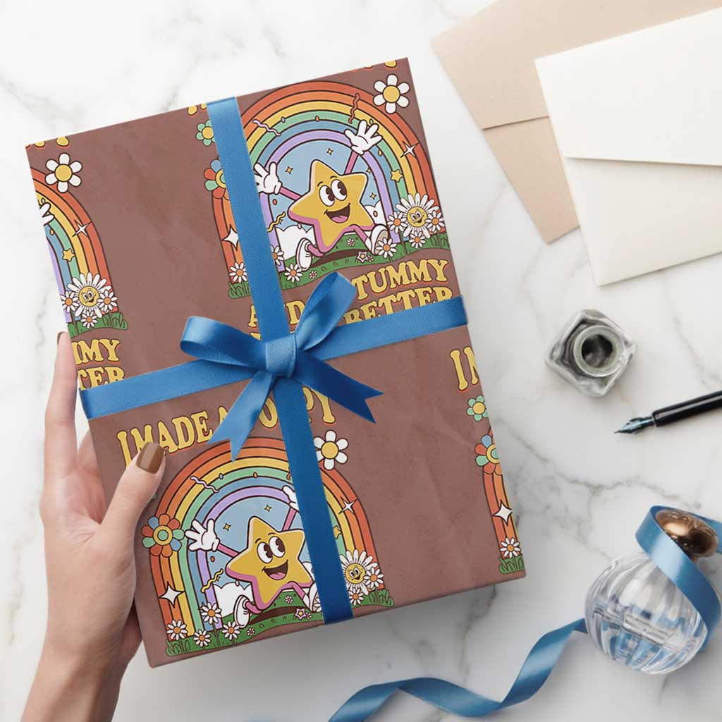 I Made A Poopy And My Tummy Feels Better Wrapping Paper Roll Funny Inappropriate Vacation Swap Adult TS11 Mocha Print Your Wear