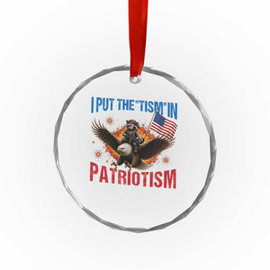 I Put The Tism In Patriotism Crystal Glass Ornament Raccoon Bald Eagle 4th of July USA TS11 Print Your Wear