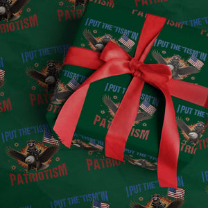 I Put The Tism In Patriotism Wrapping Paper Roll Raccoon Bald Eagle 4th of July USA