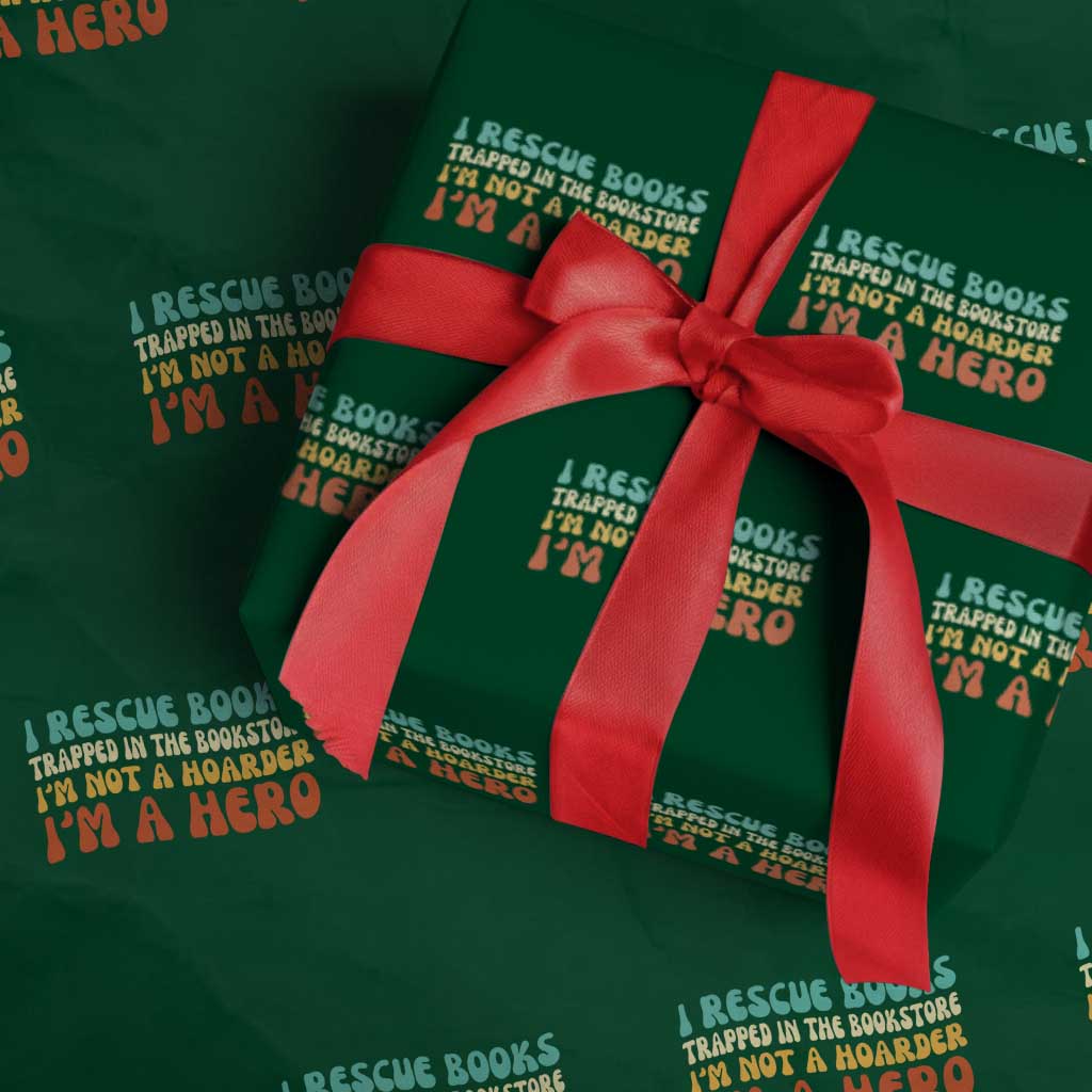 I Rescue Books Wrapping Paper Roll Funny Booksellers Bookworm Book Lover Reader Gift TS10 Green Print Your Wear