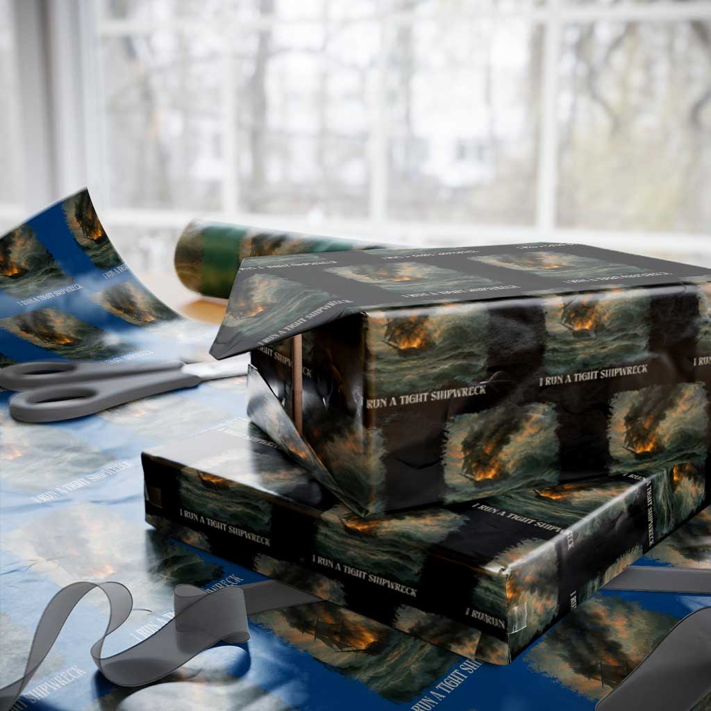 I Run a Tight Shipwreck Wrapping Paper Roll Homeschool Mama Cool Mom TS10 Black Print Your Wear