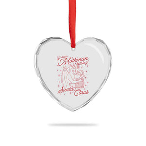 I Saw Mothman Kissing Santa Claus Heart Crystal Glass Ornament Funny Cryptid Christmas Gag Gift TS02 Print Your Wear