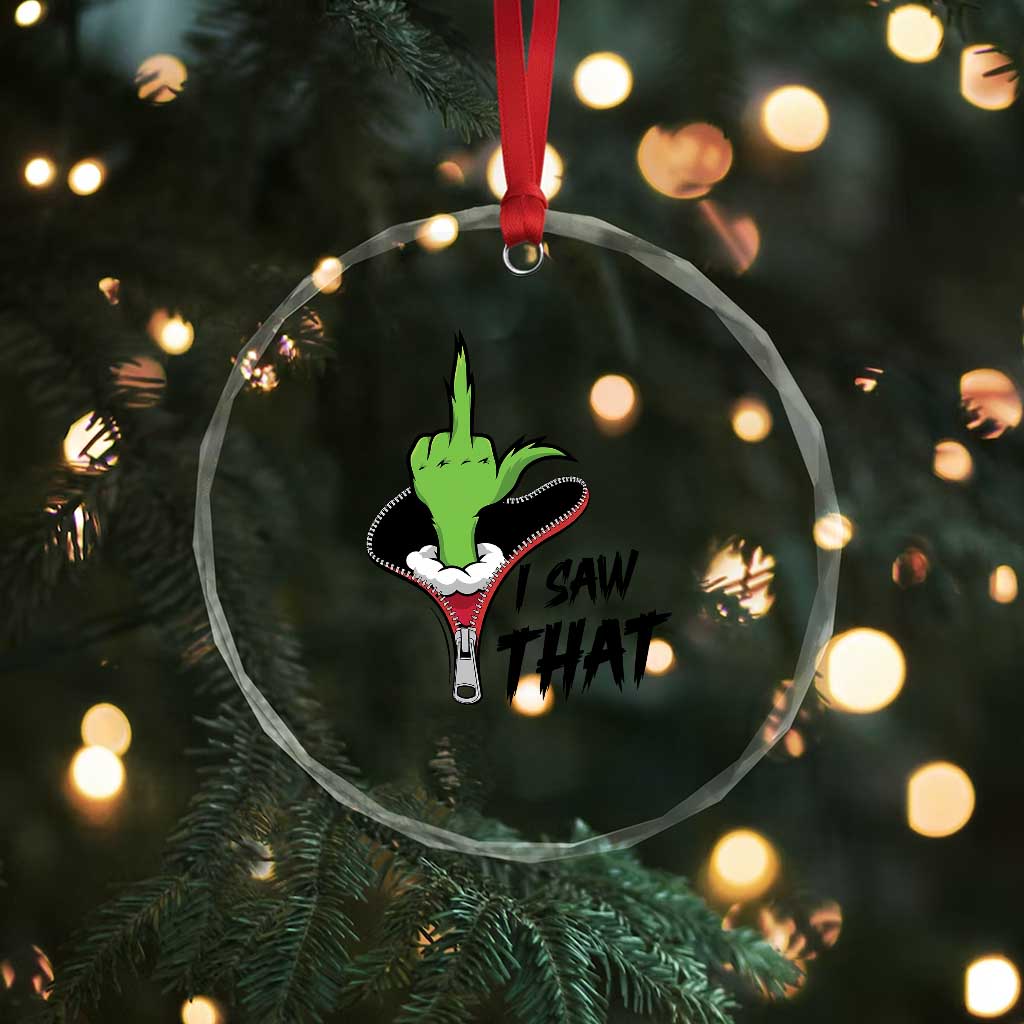 I Saw That Crystal Glass Ornament Funny Elf Hand Christmas TS14 Print Your Wear