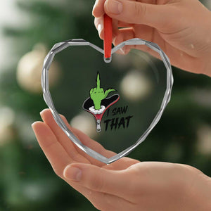 I Saw That Heart Crystal Glass Ornament Funny Elf Hand Christmas TS14 Print Your Wear