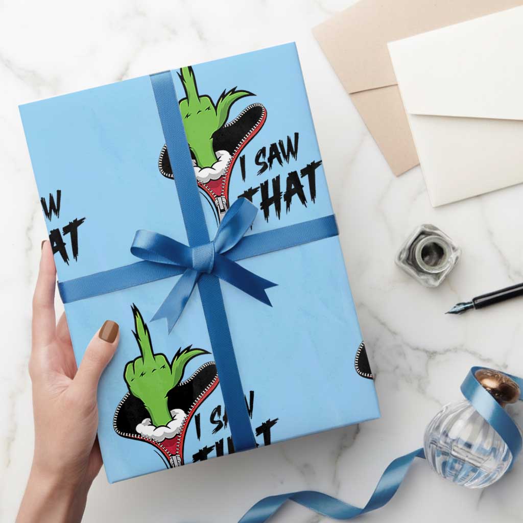 I Saw That Wrapping Paper Roll Funny Elf Hand Christmas TS14 Light Blue Print Your Wear