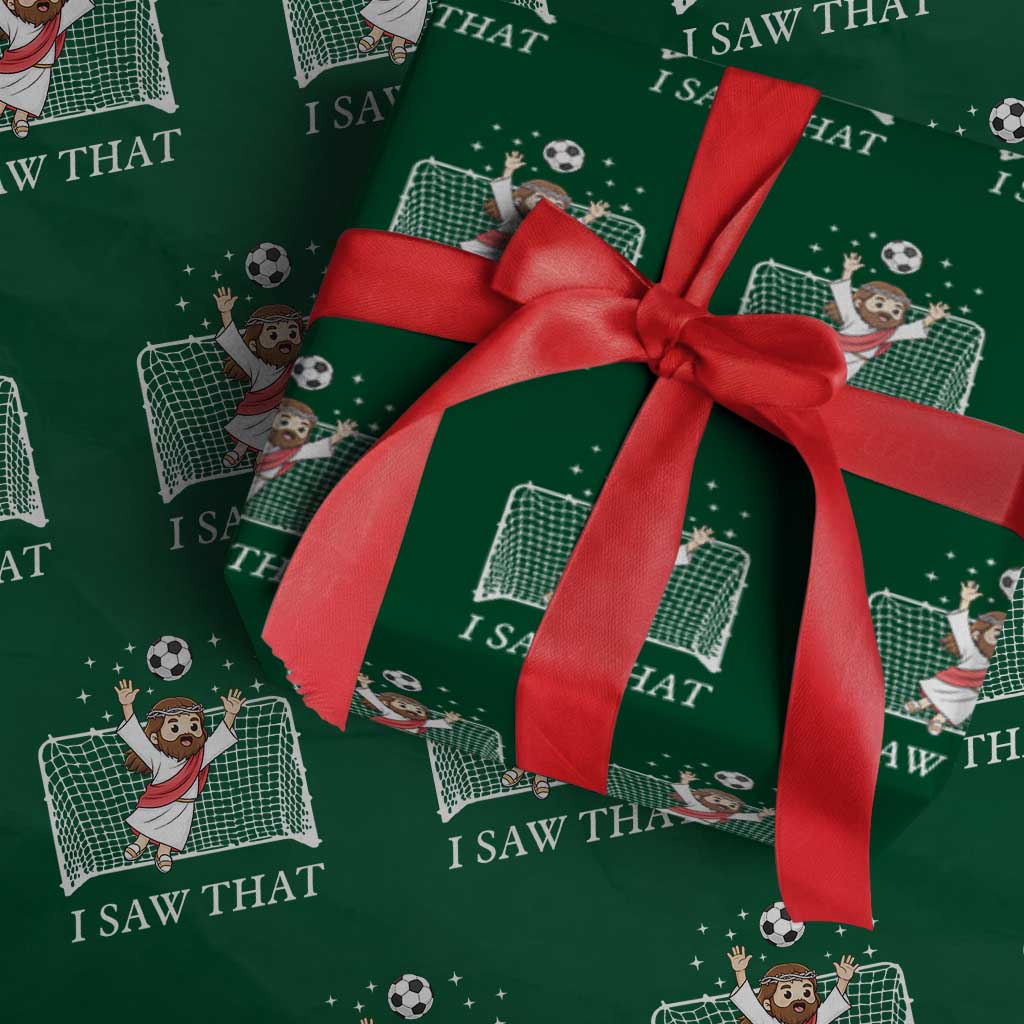 I Saw That Wrapping Paper Roll Funny Jesus Goalie Soccer Player TS12 Green Print Your Wear