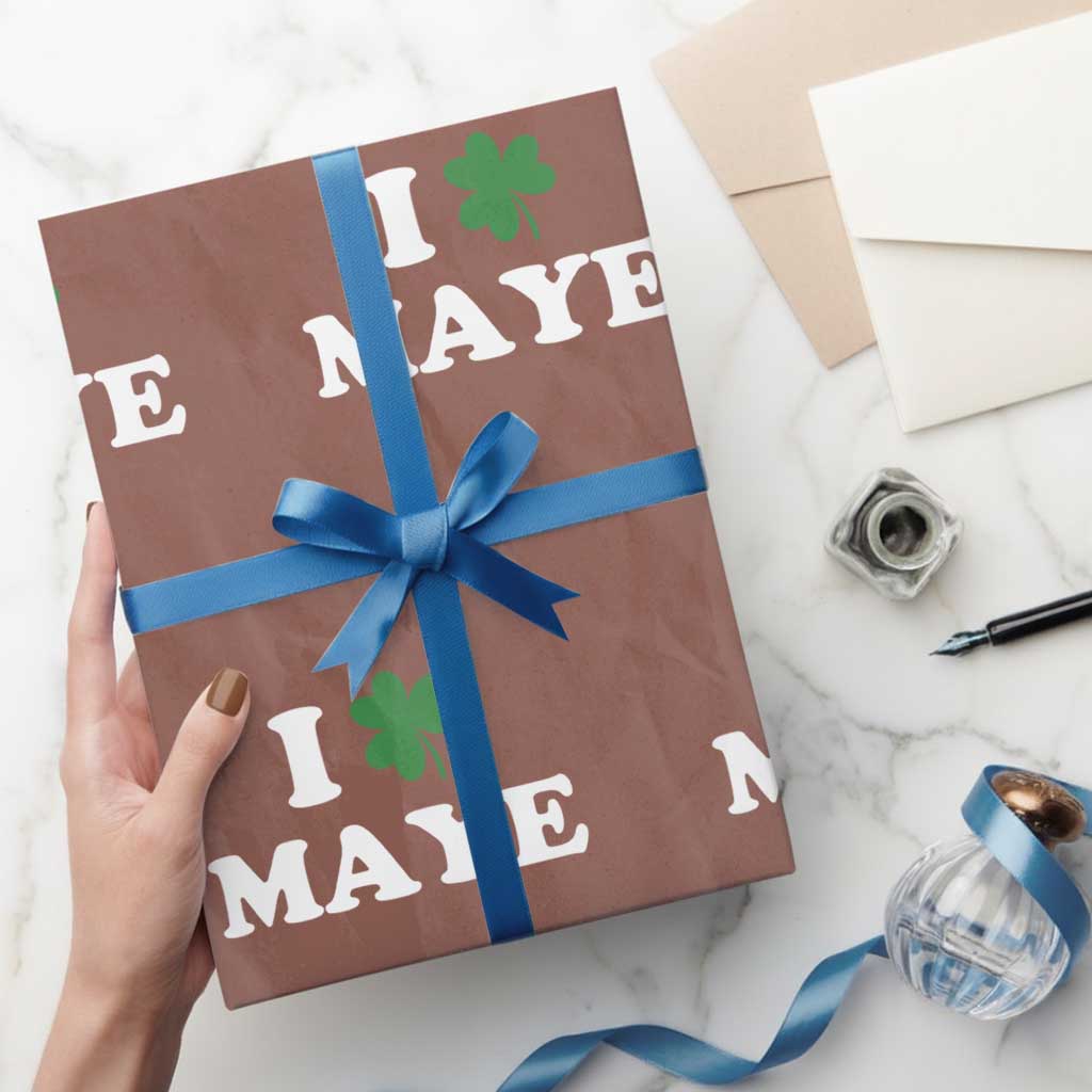 I Shamrock Maye Wrapping Paper Roll St. Patrick’s Day Sports Fan Irish Twist TS02 Mocha Print Your Wear