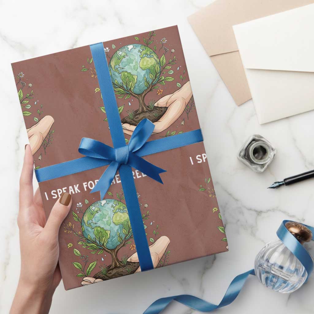 I Speak For The Trees Wrapping Paper Roll Earth Day Awareness TS14 Mocha Print Your Wear