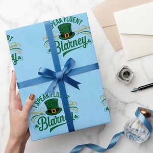 I Speak The Blarney Wrapping Paper Roll Funny Irish St. Patricks Day TS02 Light Blue Print Your Wear